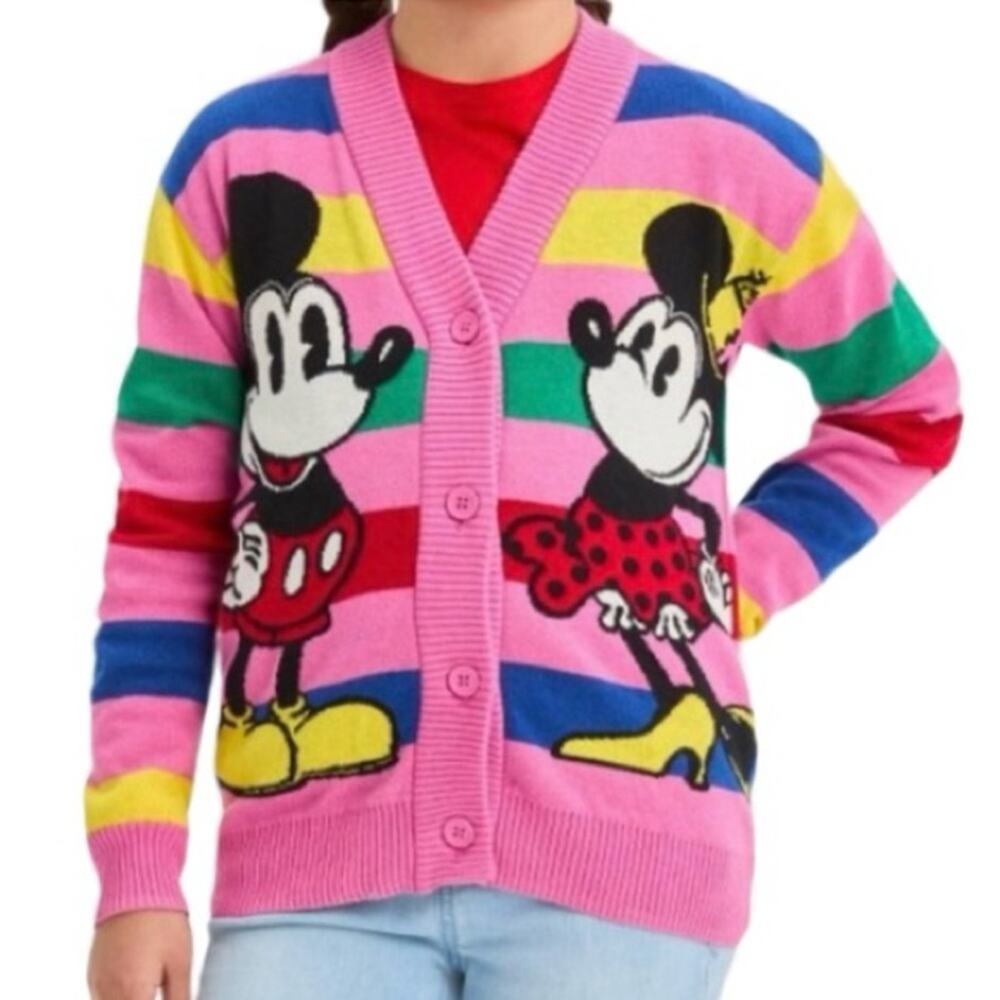 Disney 100 Mickey & Minnie Mouse Retro Re-Imagined Striped Cardigan M